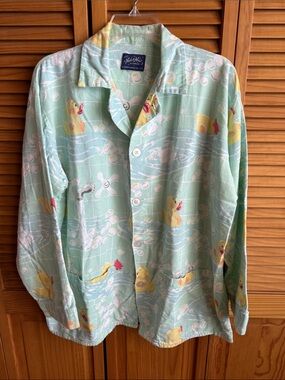 Nick & Nora Rubber Duckie Mint Green Print Button-Down Sleepshirt
